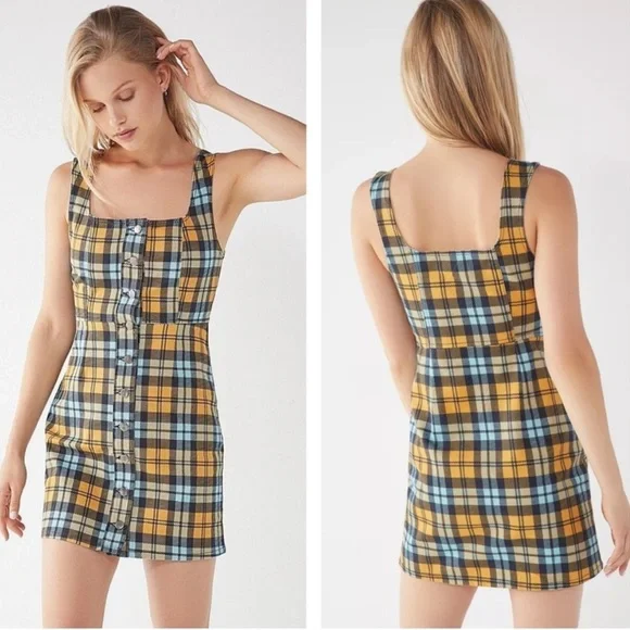 Urban Outfitters | Dresses | Urban Outfitters Plaid Denim Overall Dress |  Poshmark